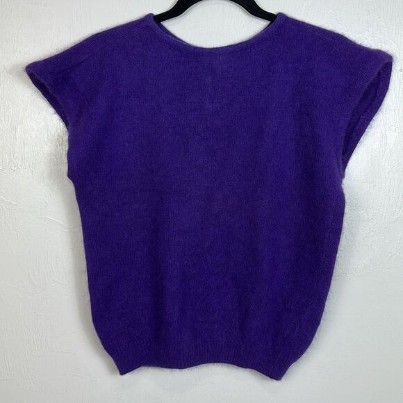 Reference Point Vintage Angora Blend Purple Knit Cap Sleeve Sweater Size M - Picture 5 of 6